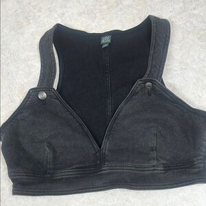 Black denim crop top size medium